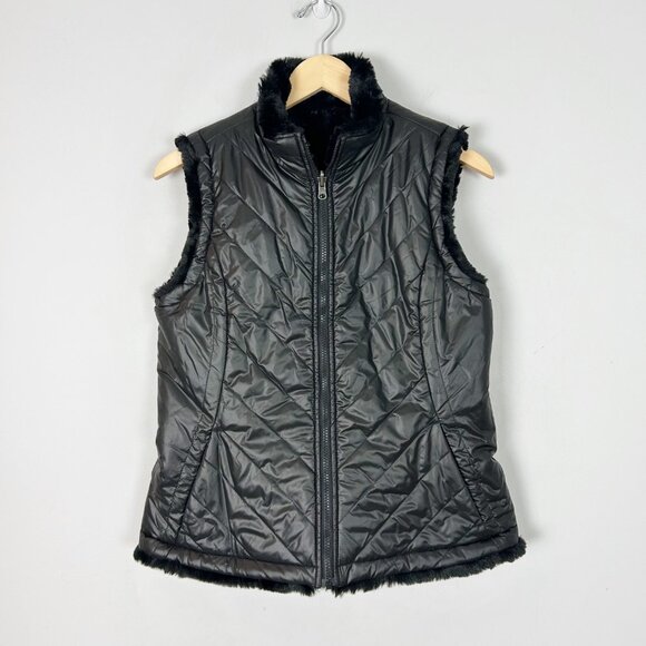 Nicole Miller Reversible Vest Faux Fur Quilted Travel Classic Size Small Women's - Picture 4 of 6